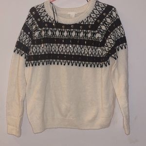 H&M ladies Alpaca blend Jacquard knit embroidered pullover sweater